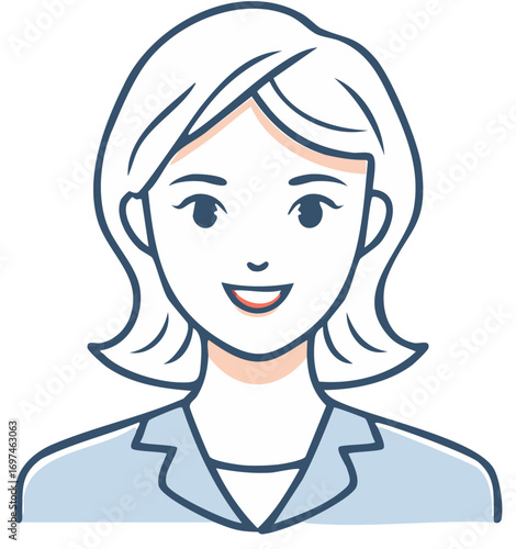 Headshot portrait illustration of a smiling professional businesswoman in a suit.