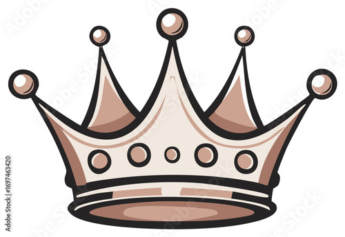 Stylized Royal Crown Emblem with Pointed Peaks and Sphere Details