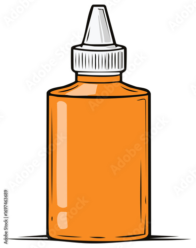 Orange plastic dispenser bottle with nozzle tip cartoon illustration