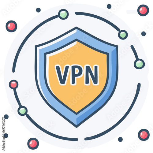 Secure Virtual Private Network VPN Shield Security, Internet Safety, Online Freedom Concept