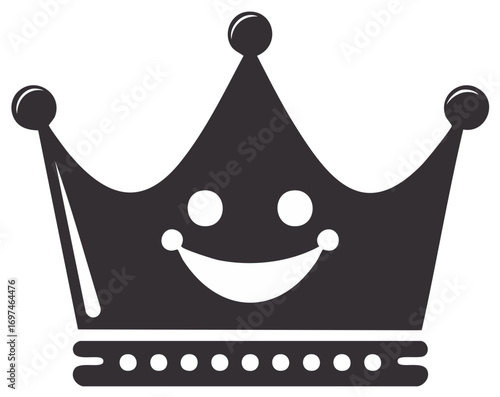 Joyful King Crown Icon with Smiling Face