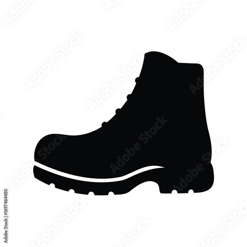 Silhouette of a sturdy boot with eyelets and textured sole design