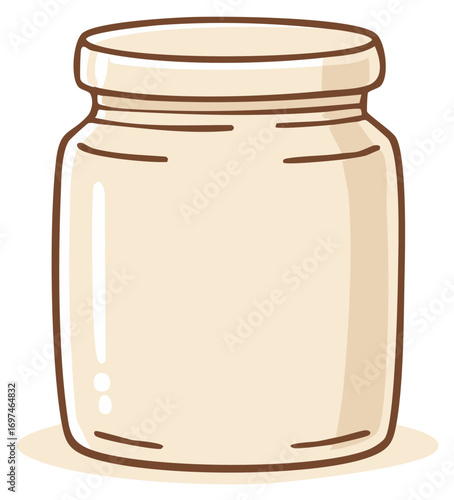 Empty jar illustration simple cream color container food storage vector drawing