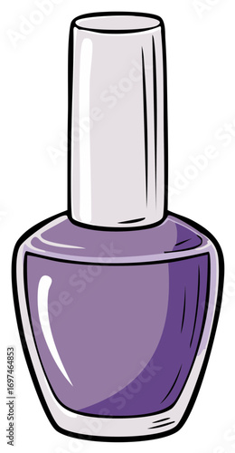Cartoon style illustration of a purple nail polish bottle a glamour and beauty cosmetic product