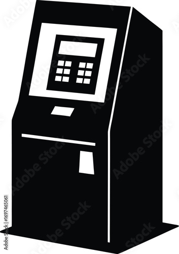 Vector illustration of a black ATM machine