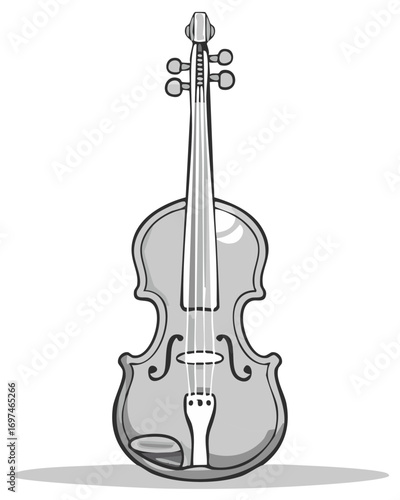 Elegant Cartoon Violin Musical Instrument Handdrawn Gray and White Stringed Instrument