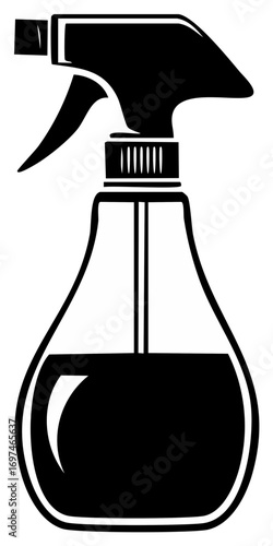 Illustration of a spray bottle with liquid in the container ready for use