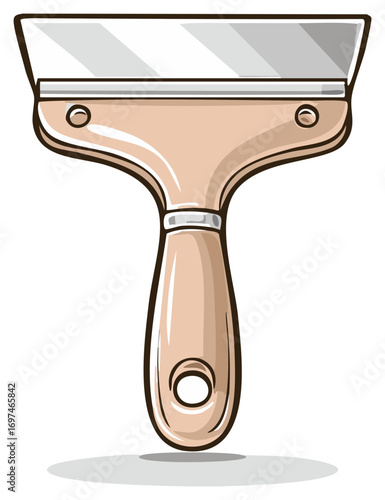Wide putty knife scraper tool cartoon vector illustration for home improvement and renovation