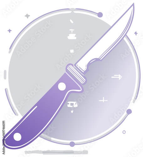 Elegant Hunting Knife Illustration with Modern Minimalist Design