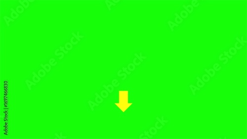 Black arrow pointing down animation. arrow down with bouncing after moving change color to be yellow