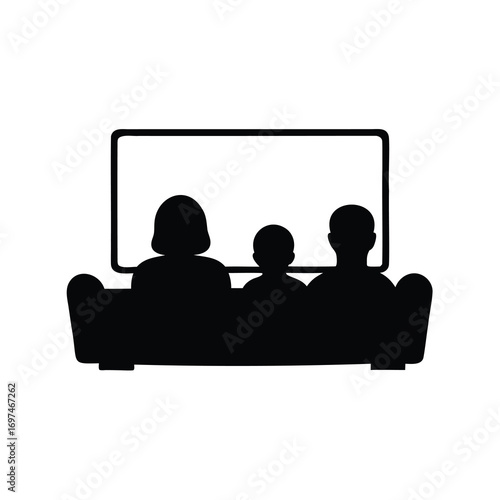 Family Bonding Together Watching Television at Home with Relaxation and Fun