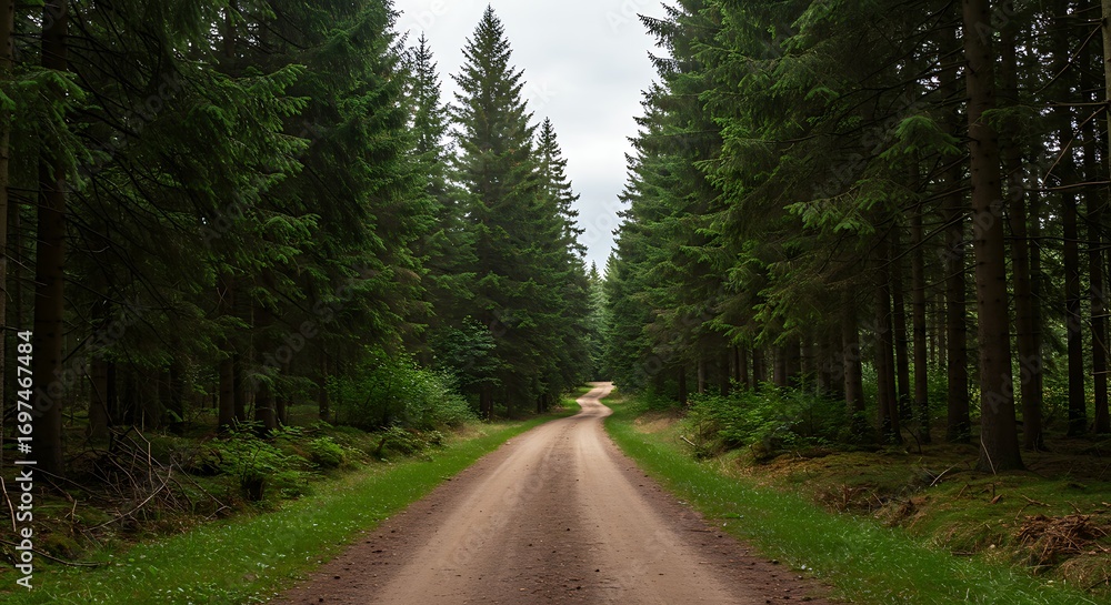 Obraz premium Forest road under trees