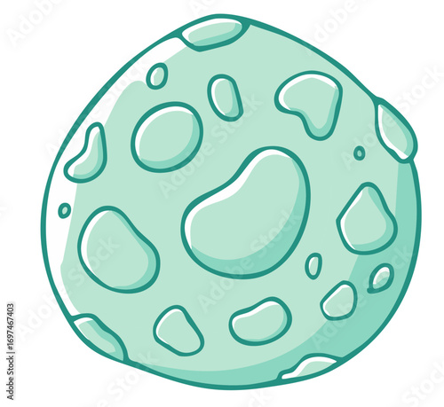 Adorable Green Cartoon Planet or Moon with Craters Illustration