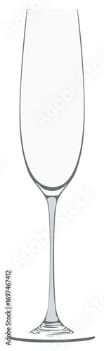 Elegant empty champagne flute glass vector illustration for celebration and luxury concepts