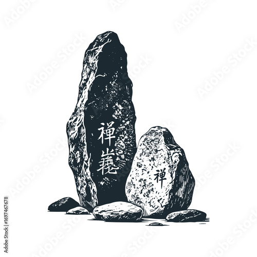 Zen stones – Black and White Icon Vector and Illustration