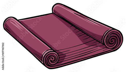 Rolled-up yoga mat illustration. Concept for health and wellness.