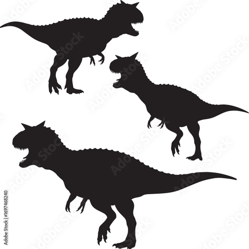 Three Carnotaurus silhouettes vector trending microstock