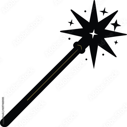 Black magic wand vector