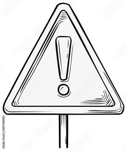 Warning Icon Hand Drawn Triangle Shape with Exclamation Mark