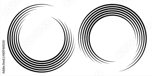 Spiral circular rhythm sound wave on dark background.