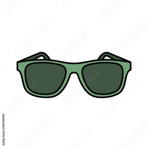 Stylish Sunglasses with a Green Frame and Dark Lenses, Ideal for Summer Fashion, Outdoor Activities, and Eye Protection Concepts