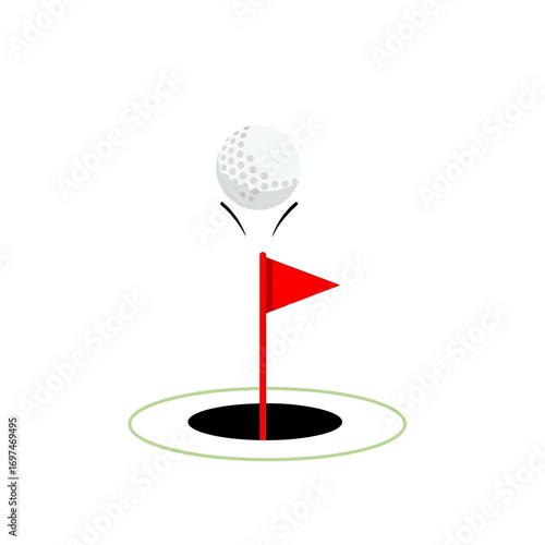 Vector Illustration of a Golf Ball Bouncing Near the Hole, Perfect for Golfing Events, Promotional Materials, and Sport-Themed Design Projects.