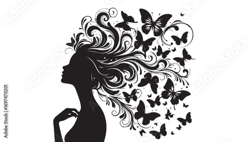 silhouette of a woman with butterfly