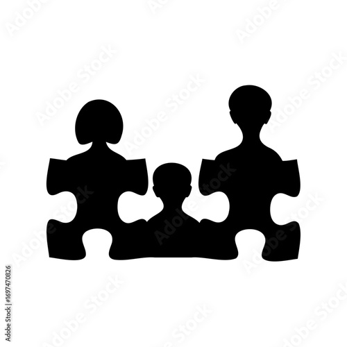 Puzzle pieces forming a family representing connection and the importance of family