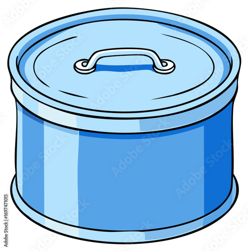Blue stockpot with lid cartoon vector style illustration