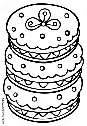 Hand-Drawn Stack of Decorative Cookies with Dots and Bow