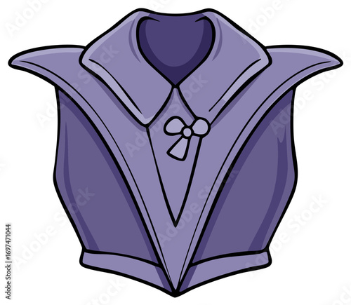 Cartoon drawing of a purple suit jacket with a bow tie design