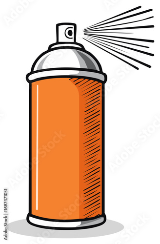 Orange Aerosol Spray Can Emitting a Stream of Fine Mist for Creative Applications