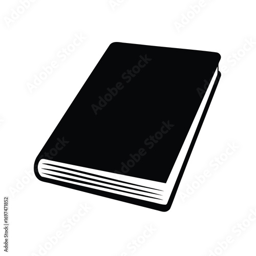 Iconic Black Silhouette of a Hardcover Book with Pages on Display