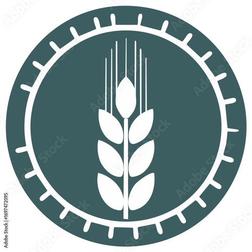 Wheat symbol within a circle, flat design.