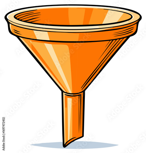 Shiny Orange Funnel Illustration for Science or Cooking Themes