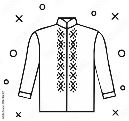 Traditional Ukrainian embroidered shirt in black and white