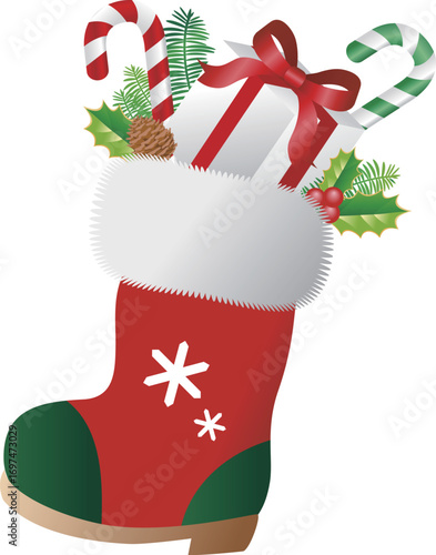 クリスマスブーツとプレゼントのイラスト素材