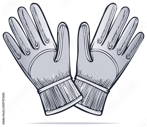 Illustration of Leather Gloves Gray Protective Handwear Fashion Accessory