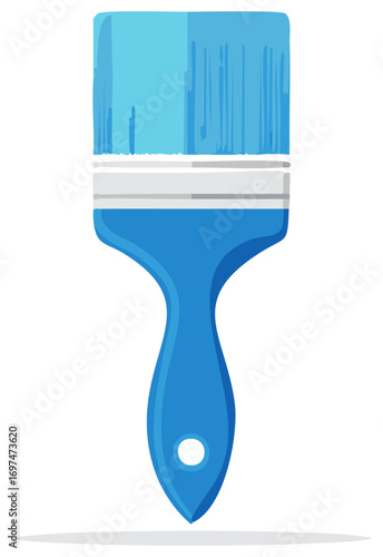 Illustration of a blue paint brush for artistic home renovation or creative design projects