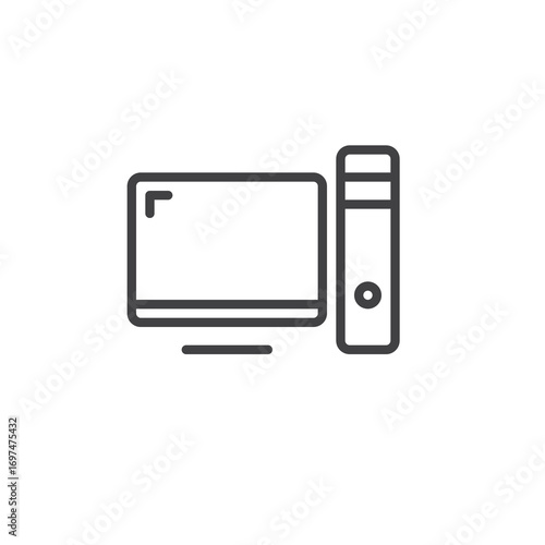 Desktop computer monitor line icon