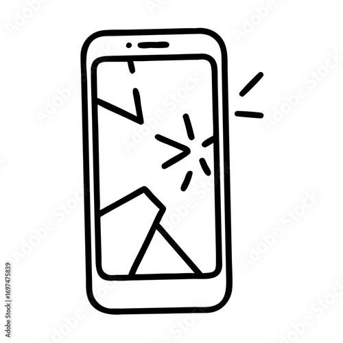 Recycling phone with a broken screen icon transparent background