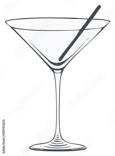 Martini glass illustration with a straw