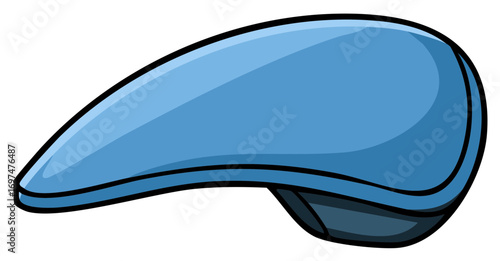 Blue Flat Cap or Beret Hat with Black Outline