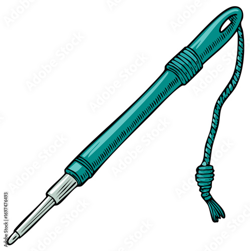 Vector Illustration of  Turquoise Marlinespike with Lanyard Detailing and Hatching