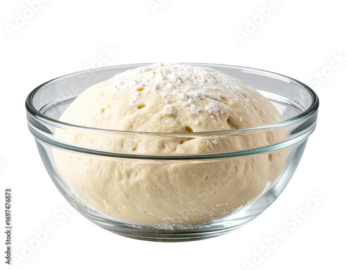  Bread Dough Rising in Glass Bowl, Side Angle, isolated transparent background png