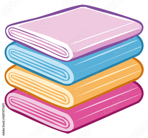 Stack of neatly folded colorful fabric rolls for sewing and crafting projects