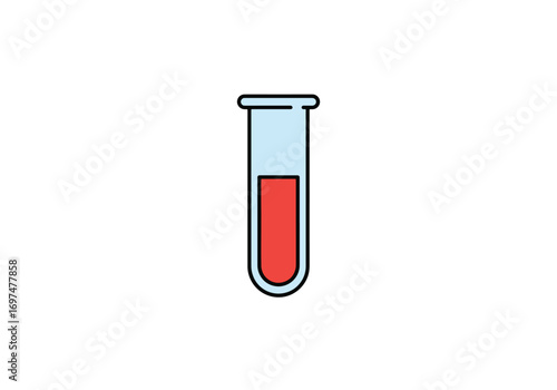 A simple illustration of a test tube containing a red liquid.