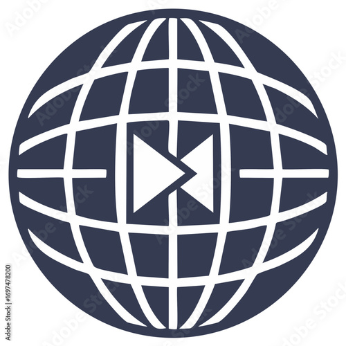 Abstract World Globe Grid with Arrows Design Navigating Global Connections