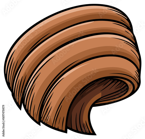 Stylized Brown Hair Swirl Abstract Graphic Element Isolated Design