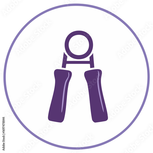 Hand gripper vector icon for strength training and fitness. Grip strengthener exercise equipment illustration.